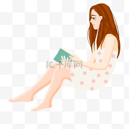 坐着看书的女孩 