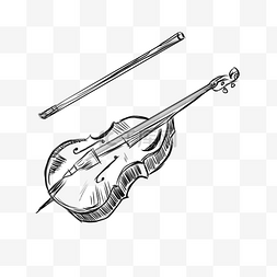 手绘提琴线描插画