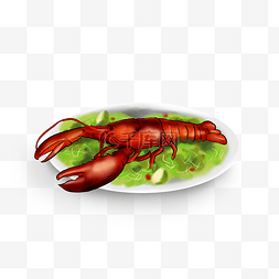 大龙虾手绘图片_暑假夏季食物龙虾