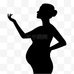 怀孕剪影图片_举着手的孕妇矢量图