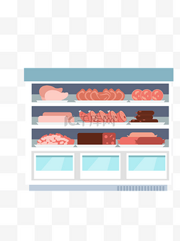 菜市场货柜图片_超市肉类货柜设计可商用元素