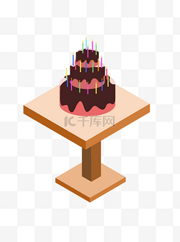蛋糕上的蜡烛图片_ 木桌子上的生日蛋糕 