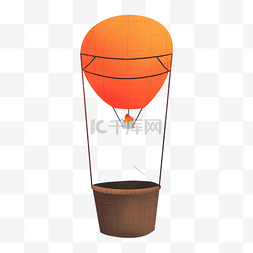 热气球橙色图片_手绘卡通插画热气球