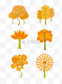 秋树元素之卡通可爱秋树图案设计