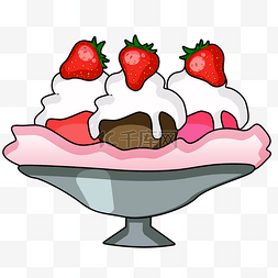 草莓雪糕png素材