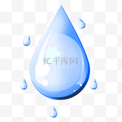 晶莹剔透的水滴图片_卡通蓝色水滴公益插画