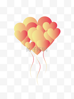 立体纸片风爱心气球元素