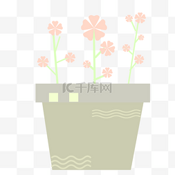 清新的小花图片_卡通浅红色小花植物盆栽免抠图