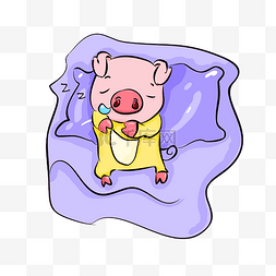 睡觉的小猪手绘插画