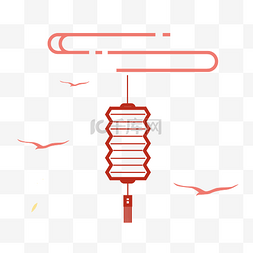 大雁矢量素材图片_元宵节扁平化矢量红灯笼装饰