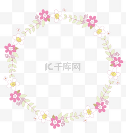 矢量卡通扁平化粉色花朵边框
