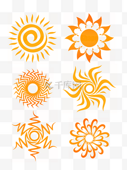 简约橙黄色渐变卡通风格太阳图腾