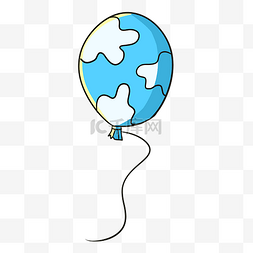 蓝色花纹气球插画