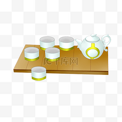白色陶瓷茶具图片_白色一套茶具插画