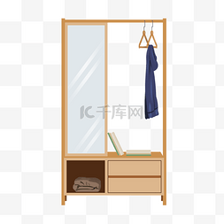 镜子衣架图片_手绘木质柜子插画