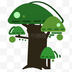 蘑菇树冠的树木 