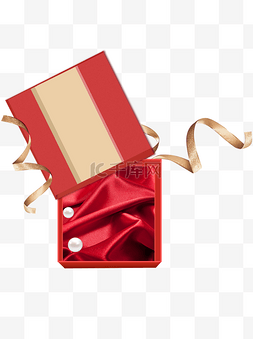 红色海报电商图片_红色珠宝首饰手绘喜庆礼盒电商平