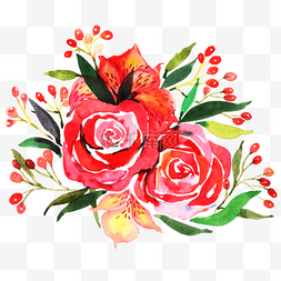 手绘水彩花苞图片_红色的花朵手绘
