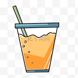 饮料吸管手绘图片_橙汁饮料吸管