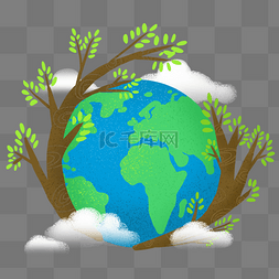 星球绿色图片_卡通世界地球日绿色地球
