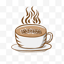 咖啡休闲手绘图片_冒热气的热饮咖啡