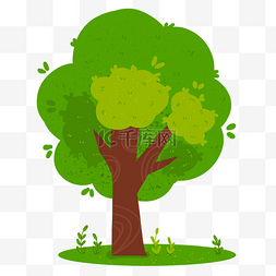 绿色树叶装饰图案图片_卡通手绘绿色树木