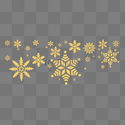 矢量圣诞节边框图片_圣诞节卡通扁平金色雪花元素