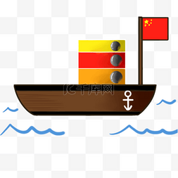 轮船船体图片_手绘海盗轮船插画