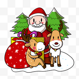 卡通圣诞老人和驯鹿