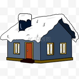 创意冬季图片_冬季蓝色房子
