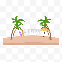 矢量手绘海滩椰子树