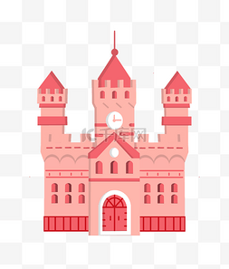 梦幻建筑物图片_创意粉红色城堡插画