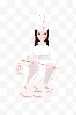 中元节幽冥招魂使者白无常插画