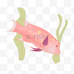 海鲜小鱼插画图片_粉色的小鱼手绘插画