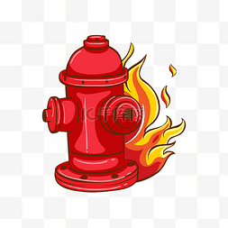 火灾卡通手绘图片_矢量手绘卡通消防栓