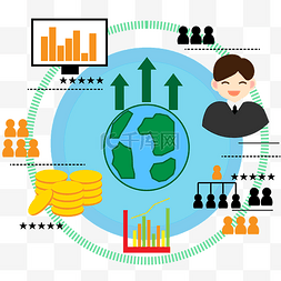 全球化信息图片_扁平风H5银行金融增长率