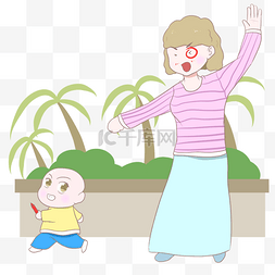 母婴人物手绘插画