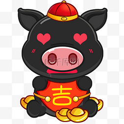 2019新年红色喜庆卡通猪图片_猪年新年卡通小猪吉祥物