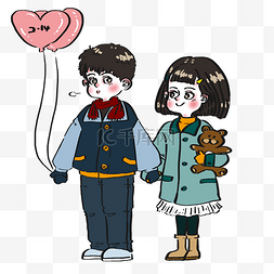 情人节甜蜜情侣气球小熊礼物卡通