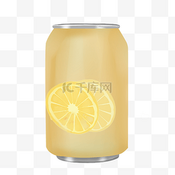简约饮料手绘图片_柠檬味罐装果汁饮料