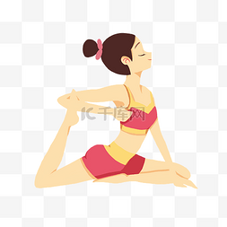 手绘瑜伽图片_瑜伽柔韧运动锻炼png格式