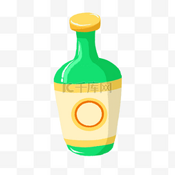 绿色手绘酒瓶图片_手绘绿色的瓶子插画
