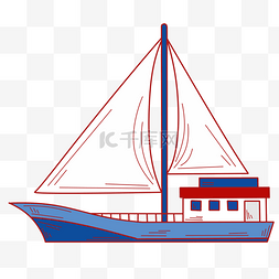 手绘远游的帆船插画