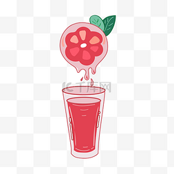 手绘杯子饮料矢量图片_可爱粉色玻璃杯果汁饮料
