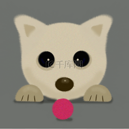 趴着的小狗卡通图片_卡通毛茸茸狗狗玩具球