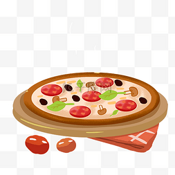 手绘特色美食图片_特色美食披萨手绘插画