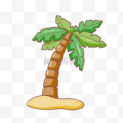 热带乔木图片_卡通手绘绿色椰子树插画
