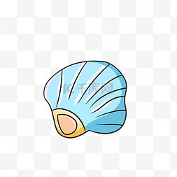 贝壳海螺图片_手绘蓝色贝壳插画