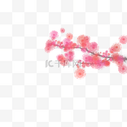 手绘水彩桃花枝装饰图案