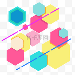 漂浮素材彩色几何型元素